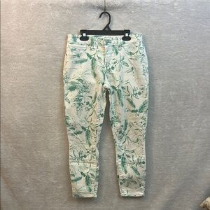Lucky Brand Women's Skinny Jeans - Green and Cream Floral Print